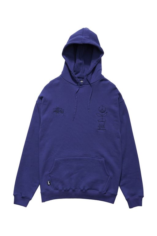 Stussy Mens Handle With Care 50/50 Hoodie Navy - EABWF0752